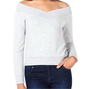 NWT Bar III New Off-Shoulder Fall Women's Gray Sweatshirt Size Small